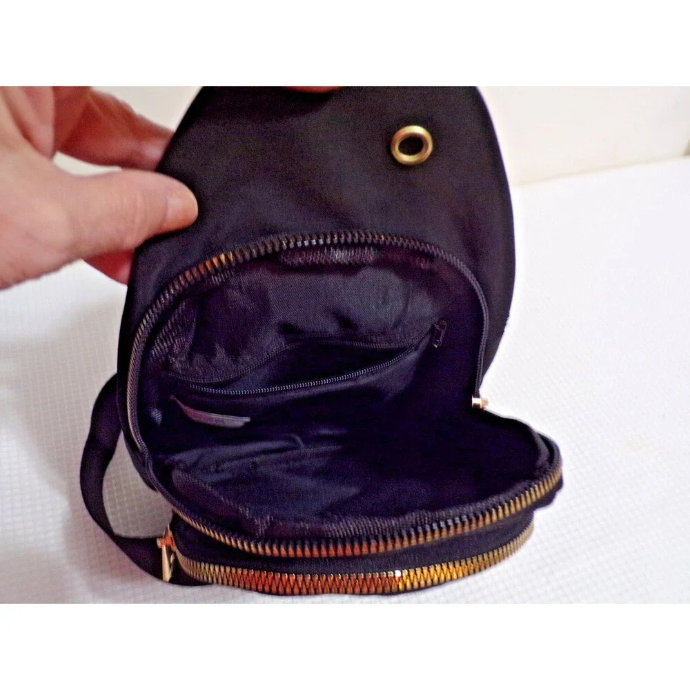 Jingpin Fashion Mini Crossbody Sling Back Quilted‎ Black w/Rose Gold Hardware